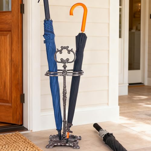 Sungmor Vintage Cast Iron Umbrella Stand - 23.7 Inches Tall | Heavy Duty Decorative Umbrella Holder for Entryway, Hallway & Office, Rustic Farmhouse Freestanding Metal Stand