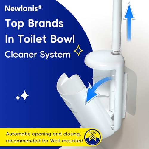 Newlonis® Disposable Toilet Bowl Brush, 32 Scented Refills, Wall-Mounted | Touch-Free, Toilet Cleaning Supplies