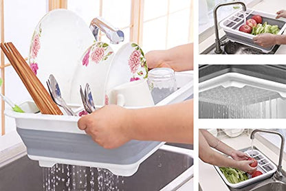 Dish Drying Rack Collapsible Dish Drying Rack Portable Dinnerware Drainer Organizer for Kitchen RV Campers Travel Trailers Space Saving Kitchen Storage Rack Tray Camper Must Haves