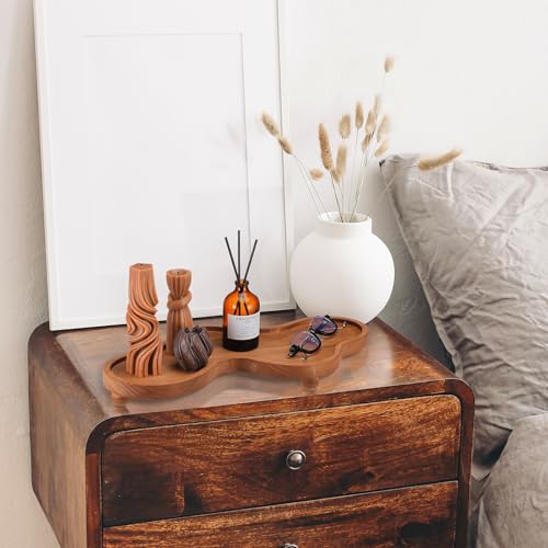 Uiifan Wood Cloud Perfume Tray Irregular Jewelry Decorative Bedside Tray for Nightstand for Women Trinket Dish Ring Holder Dish Room Aesthetic Decor Birthday Housewarming Gift(Brown)