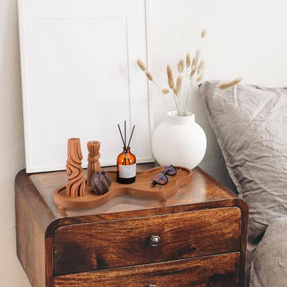 Uiifan Wood Cloud Perfume Tray Irregular Jewelry Decorative Bedside Tray for Nightstand for Women Trinket Dish Ring Holder Dish Room Aesthetic Decor Birthday Housewarming Gift(Brown)