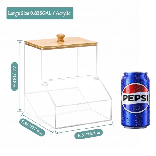 0.835GAL Large Acrylic Laundry Pods Container BY VEGEVIGI, Dishwasher Pods Holder Dispenser With Lid, Laundry Room Organization And Storage