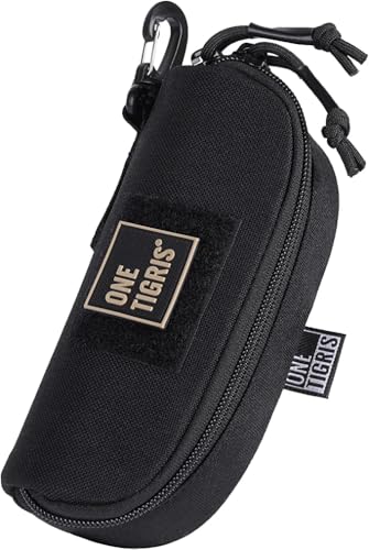 ONETIGRIS Tactical Hard Shell Eyeglasses Case, MOLLE Sunglasses Pouch | Fits most regular glasses,1000D nylon hard shell glasses case, crush-proof PP liner, inner pocke, quick-access two way zipper