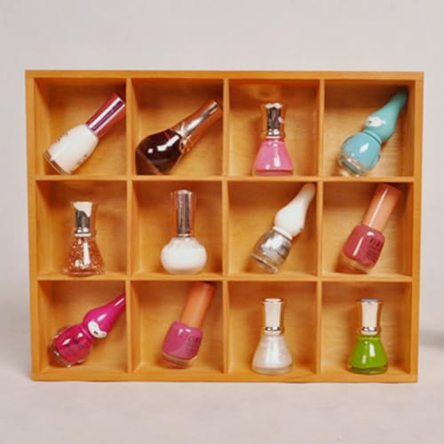 Organizer Box Solid Wood Storage Tray Desktop Display Organizer | Display Holder 12 Compartments Divider Box for Jewelry Office Supplies Antique Home Decor Craft Organization (Vintage Color)