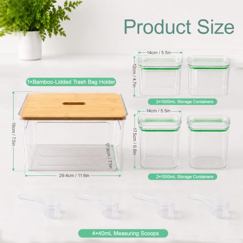 5-in-1 Trash Bag Dispenser, Laundry & Dishwasher Pods Storage Container | Space-Saving Under Sink Garbage Bag Dispenser for 13/30/33 Gallon Bags & Laundry Room Storage. Home Organization Must Haves!