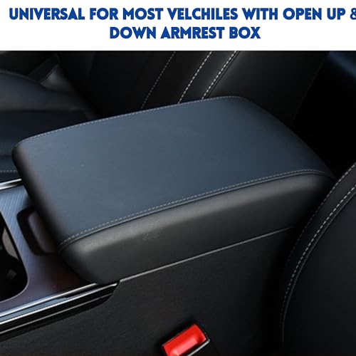 Car Armrest Cushion Pad Auto Center Console Cover with Storage Bag Memory Foam Arm Rest Console Pad Leather Universal Fit for Most Vehicles (Thick Pad, Black)