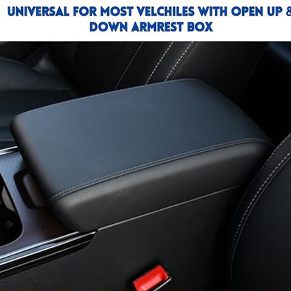 Car Armrest Cushion Pad Auto Center Console Cover with Storage Bag Memory Foam Arm Rest Console Pad Leather Universal Fit for Most Vehicles (Thick Pad, Black)