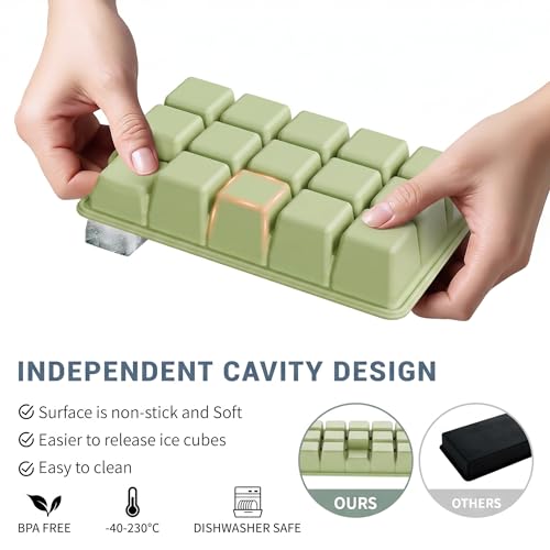 Silicone Ice Cube Tray 3 Pack, HANCELANT Ice Cube Mold, Ice Trays for Freezer with Lid for Whiskey, Cocktail, Drinks and Food, Freezer, BPA Free, Easy Release