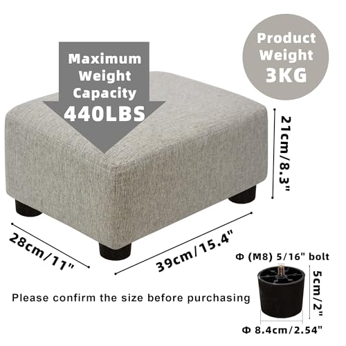 CAROLMADE Small Foot Stool Ottoman Footstool with Legs Under Desk Footrest for Living Room Bedroom and Office,Linen-Beige
