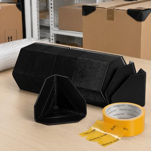 200 Pcs Packaging Edge Protectors, Plastic Heavy Duty Shipping Box Corner Protectors Corner Guards for Boxes, Cartons, Panel Packaging, Black, 2.4'' L x 2.4'' W x 2.4'' H