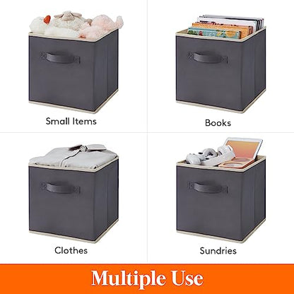 Lifewit Storage Cubes, 11 Inch Organizer Bins, 18L Gray, 12 Packs | Foldable Decorative Fabric Storage Baskets for Organizing Home Organizers with Handles for Shelves, Closet