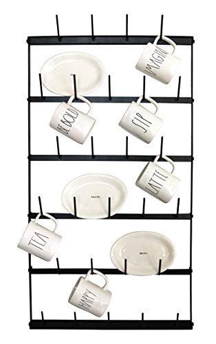 Wall Mounted Coffee Mug Rack - Large Rustic Black... (Black | Metal)