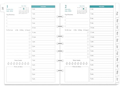2026-2027 Planner Refills - One Page Per Day Daily ＆ Monthly Planner, July 2026-June 2027, 7-Hole Punched，Prioritized, To-Do List, Notes, Appointment Schedule, Desk Size 4, 5.8" x 8.3"