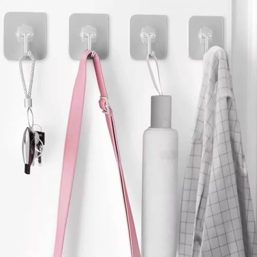 DDMY Adhesive Wall Hooks Heavy Duty 50LB Clear Hook 24 Pack for Hanging | Upgrade Sticky Hooks Hanging 50lb(Max) Transparent Reusable Waterproof No Drill for Kitchen Towel Bathroom Coat No Damage