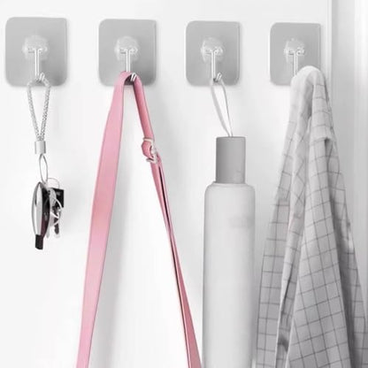 DDMY Adhesive Wall Hooks Heavy Duty 50LB Clear Hook 24 Pack for Hanging | Upgrade Sticky Hooks Hanging 50lb(Max) Transparent Reusable Waterproof No Drill for Kitchen Towel Bathroom Coat No Damage