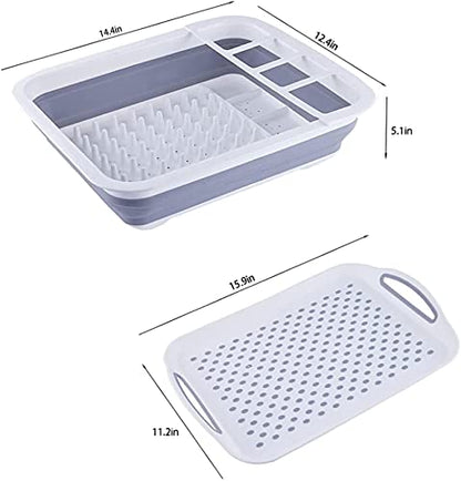Dish Drying Rack Collapsible Dish Drying Rack Portable Dinnerware Drainer Organizer for Kitchen RV Campers Travel Trailers Space Saving Kitchen Storage Rack Tray Camper Must Haves