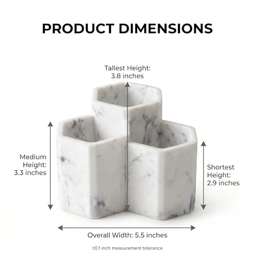 Resin Toothbrush Holder, 3-Slot Bathroom Countertop Organizer | 3-slot resin holder organizes toothbrushes, toothpaste, razors, and makeup brushes for bathroom vanity, countertop, or shower