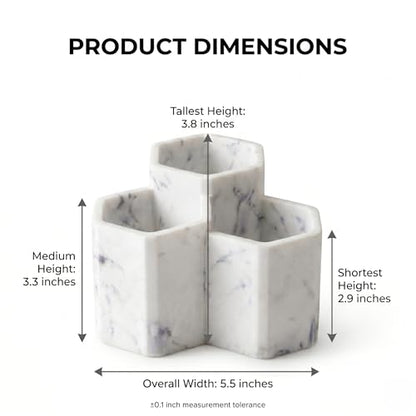 Resin Toothbrush Holder, 3-Slot Bathroom Countertop Organizer | 3-slot resin holder organizes toothbrushes, toothpaste, razors, and makeup brushes for bathroom vanity, countertop, or shower