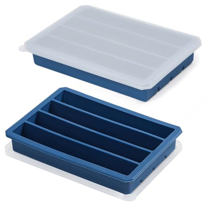 Webake Water Bottle Ice Cube Tray with Silicone Lids, 2 Pcs Long Ice Stick Molds - Stackable & Space-Saving, Perfect for Highball Drinks, Cocktail Parties & Sports Bottles