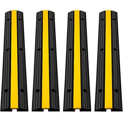 Happybuy 4 Pack of 1-Channel Rubber Cable Protector Ramps Heavy Duty 18000Lbs Load Capacity Cable Wire Cord Cover Ramp Speed Bump Driveway Hose Cable Ramp Protective Cover | Heavy Duty, 18000Lbs Load Capacity, Speed Bump Driveway, Hose Cable Ramp