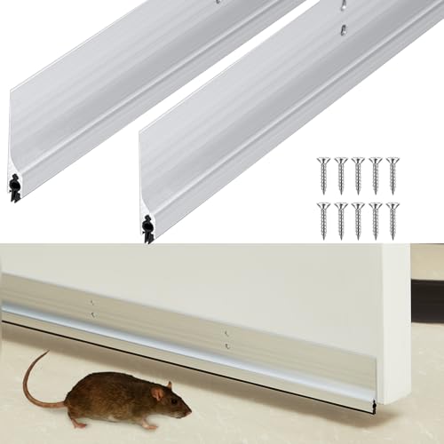 2 Pcs 36 Inches Metal Door Draft Stopper, Door Swe... (Silver | Aluminum)