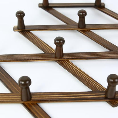 AMAPON Accordion Wall Hanger Expandable Coat Hat Rack 13 Peg Hook (Walnut) | Hang Hats Jackets Coffee Mug Purses Necklaces Towels Cap Leash Scarves Data Line Kitchenware