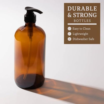 32 Ounce Glass Large Soap Dispenser - Refillable Shampoo and Conditioner Bottle with Pump for Shower and Bath - 1 Liter Shower Bottle- by Kitchentoolz