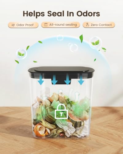 TIPGO 5 Gallon Motion Sensor Bathroom Trash Can with Lid, Automatic Garbage Can Touchless, Smart Plastic Waste Basket for Narrow Spaces, Bathroom, Office, Bedroom, Living Room (Black)