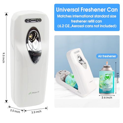 Automatic Air Freshener Spray Dispenser, Custom Timing (Day/Night/24H, 5/10/15/30 min interval), Wall Mounted/Free Standing, Home& Commercial, Glade& Airwick Refill Can, 2 D batteries, Milas-D