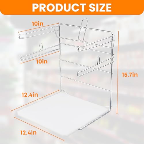 Bag Holder Stand for Plastic Bags – 15.7”Wx12.4”Dx12.4”H Metal Grocery Sack Holder and Dispenser Chrome T Shirt Bag Holder Rack Shopping Bag Holders for Grocery Bags for Retail and Store Use