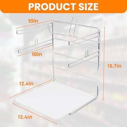 Bag Holder Stand for Plastic Bags – 15.7”Wx12.4”Dx12.4”H Metal Grocery Sack Holder and Dispenser Chrome T Shirt Bag Holder Rack Shopping Bag Holders for Grocery Bags for Retail and Store Use