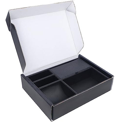 Zcaukya Men's Valet Tray, 5 Compartments, Black | Jewelry Box Nightstand Organizer, For Phone Keys Wallet Watch Glasses