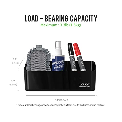 LOUKIN Whiteboard Accessories Bundle | Shag Dry Erase Eraser (Blue) & Whiteboard Cleaner (3.4 fl oz) & Magnetic and Adhesive Marker Holder (Black)