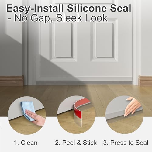 Elvone Weather Stripping Door Seal for Door Frames, 20'x2 x0.08, Clear | Self-adhesive flexible silicone seal tape for door frame gaps and window gaps. block drafts, dust, and noise