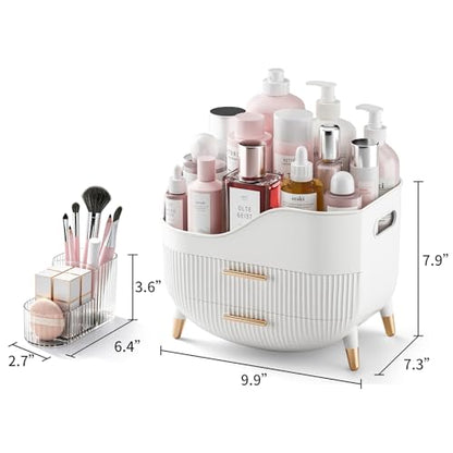 Pajiriona Makeup Organizer with Drawers,Skincare Organizer for Vanity,Storage Box with Handle,Large Cosmetic Display Case for Dresser, Bathroom Countertop