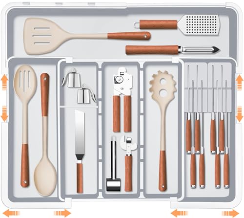 Large Utensil Organizer for Kitchen Drawer, Expand... (Grey | Polypropylene)