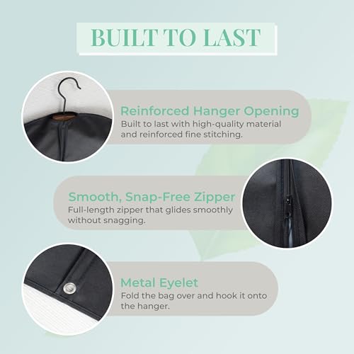 2-Pack Breathable Garment Bags for Hanging Clothes – Dust-Proof Suit & Dress Covers with Clear Window – Waterproof, Foldable Closet Storage Organizer for Coats, Gowns, and Jackets (Black, 40")