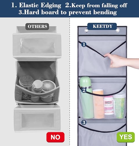 Hanging Shelves Over the Door Organizer Storage for Closet with 5 Pockets Organizer for Bedroom Bathroom, 2 Pack（Grey）