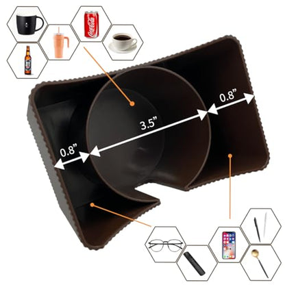 Couch Anti-Spill Drink Holder Tray, Couch Seat Cushion Cup Beverage Holder for Cups, Mugs, Bottles, Cans (Brown)