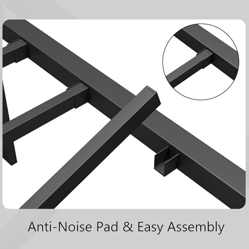 zunatu Full Size Metal Bed Frame with Victorian Style Headboard and Footboard, Steel Slat Support Platform Bed, No Box Spring Needed, Under Bed Storage, Easy Assembly, Black