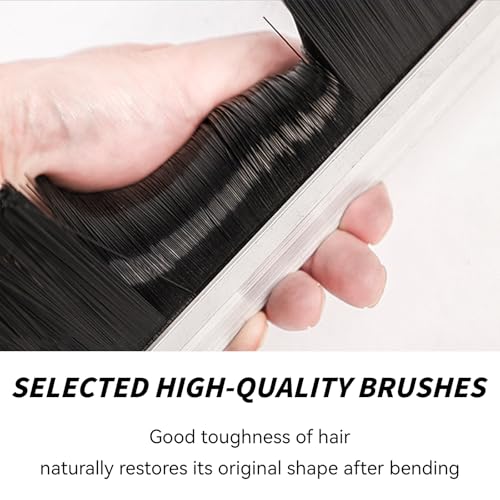 2Pack 32 inch Door Bottom Sweep for Exterior Doors with 1.1 inch PP Soft Brus, H-Shape Aluminum Dustproof Bottom of Door Weatherstrip, Silver