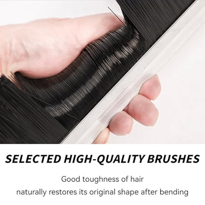 2Pack 32 inch Door Bottom Sweep for Exterior Doors with 1.1 inch PP Soft Brus, H-Shape Aluminum Dustproof Bottom of Door Weatherstrip, Silver