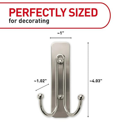 Command Large Bronze Double Hooks, 2 Hooks, 2 Strips | Damage-Free Wall Hooks with Adhesive Strips, No Tools Coat Hooks for Hanging Home Decor, Holds up to 4 lb