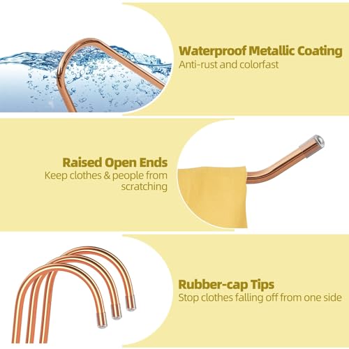 SPECILITE 30 Pack Open Ended Rose Gold Metal Pants Hangers Heavy Duty | Slim Space-Saving, Waterproof and Scratch-resistant, Sturdy Hangers for Jeans, Slacks, Leggings, Towel, Scarf