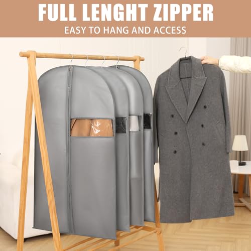 Dress Bags for Gown, Garment Bag for Long Trench Coat, 23.6" x 65" | PEVA Clothes Cover, For Bridesmaid, Ball, Wedding Gown, Clear Windows, Dustproof, Keep Dry, Travel, 3 Pack