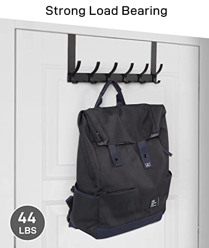 Optish Over The Door Hooks, Door Hanger Hooks for Hanging, Over The Doors Towel Racks for Bathroom with 12 Coat Hook, Coat Rack Bathroom Accessories（2 Pack, Black）