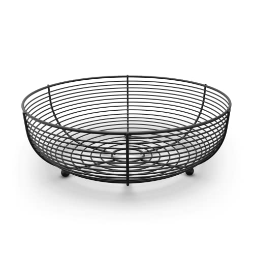 Countertop Fruit Bowl, Wire Basket for Fruits, Bre... (Black | Steel)