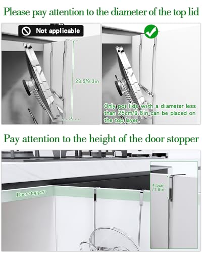 Pot Lid Organizer,304stainless steel door hanging pot lid rack (Modern,Four-layer)
