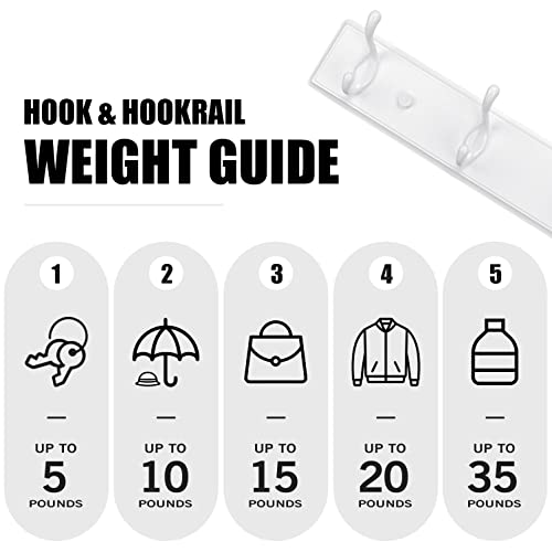 Wooden Coat Rack, Wall-Mounted Organizer for Closet, Entryway, Hallway, Foyer, Bedroom, Heavy Duty Double Hooks for Hanging Towels, Bags, Hats, Jackets, Key (White, 5 Hooks)