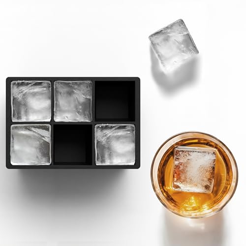 Silicone Ice Cube Trays with Lids, Large 2 Inch Cubes & Spheres Set | Large Silicone Molds, 2 Inch Cubes & Spheres, Lids Included, Set of 2, for Whiskey Bourbon & Cocktails